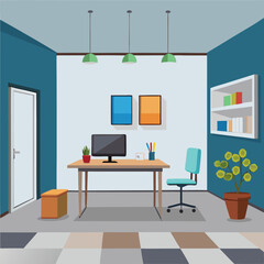 modern office interior with blank white wall vector image on white background