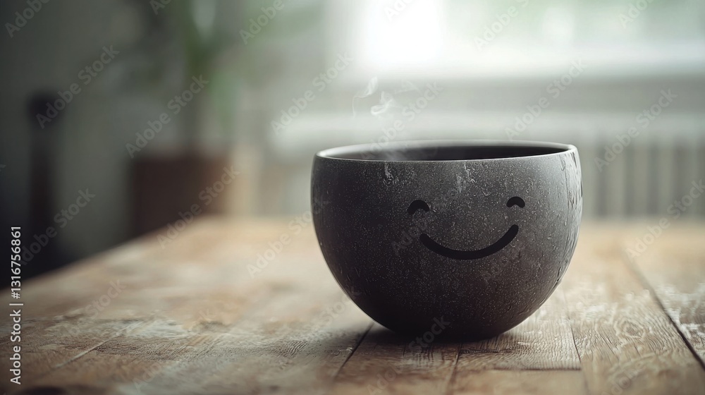 Aufkleber a cheerful cup with a smiley face overflowing with joy representing happiness overflow and positive 