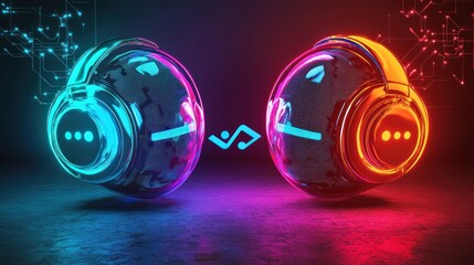 Neon Sphere Headphones: Digital Music Connection
