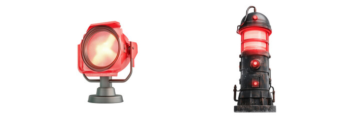 Industrial emergency warning lights - transparent background image