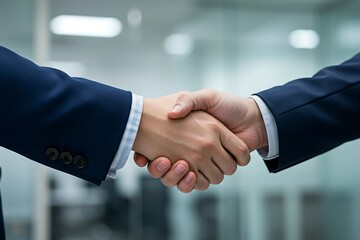 A Professional Business Handshake Signifying Trust, Collaboration, and Successful Partnership in Corporate Negotiations, Agreements, and Business Deals, Representing Mutual Understanding, Cooperation,
