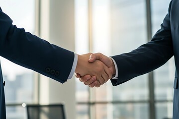 A Professional Business Handshake Signifying Trust, Collaboration, and Successful Partnership in Corporate Negotiations, Agreements, and Business Deals, Representing Mutual Understanding, Cooperation,