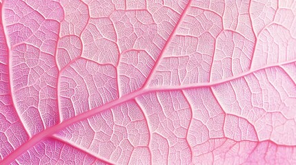 Obraz premium Close-up of a pink leaf showcasing intricate vein patterns and textures.
