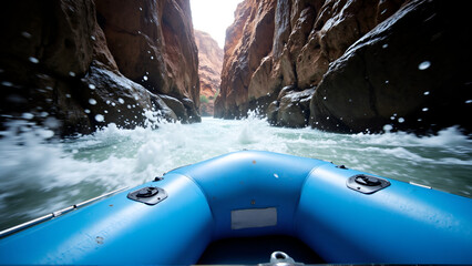 Thrilling White Water Rafting Experience in Dramatic Canyon Setting
