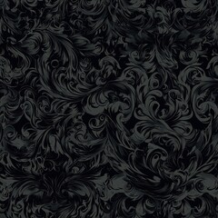 Elegant Black Background with Intricate Swirling Patterns Design