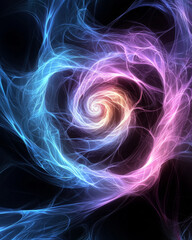 Obraz premium Neon abstract lines. Glowing neon spirals form seamless loop in ethereal display