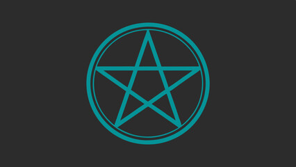 Stylized pentagram symbol within a circular outline in a modern design