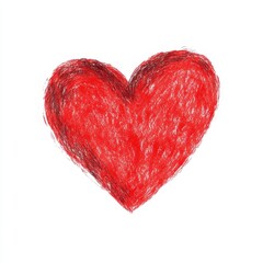Hand-Drawn Red Heart Illustration on White Background