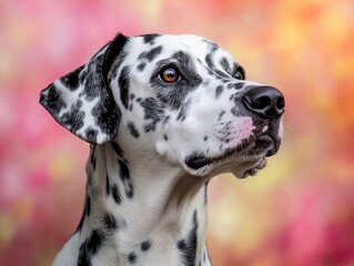Elegant dalmatian portrait with vibrant background, a symbol of poise