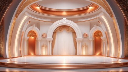 Fototapeta premium White golden ceremony award stage venue background.