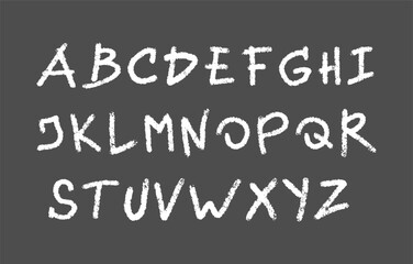 Obraz premium Hand drawn chalk font. Doodle school alphabet set.