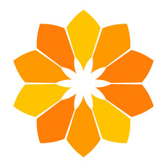 Abstract orange flower. Geometric sunflower icon