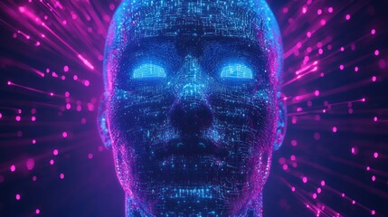 Digital Consciousness: A Neon-Lit AI Portrait