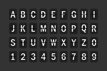 Vector scoreboard font. Numbers and letters collection for sport games.