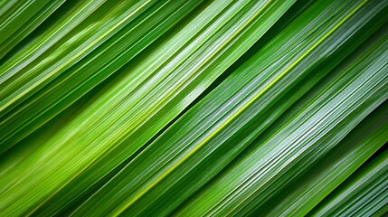 A close-up of vibrant green leaves arranged in a flowing pattern.