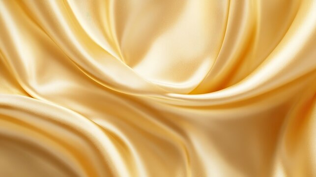 Elegant Gray-Gold Abstract Background with Soft Pale Yellow Silk Satin Fabric, Luxurious and Shimmering for Birthday Celebration Design