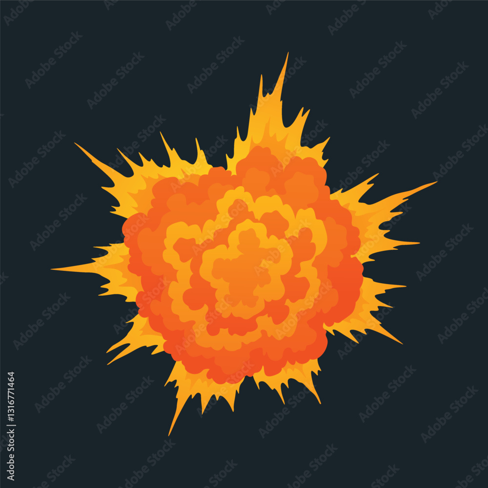 Poster explosion animation. animation for game of the explosion effect. cartoon animation for game. explodi