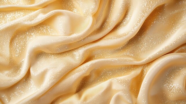 Elegant Gray-Gold Abstract Background with Soft Pale Yellow Silk Satin Fabric, Luxurious and Shimmering for Birthday Celebration Design