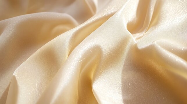 Elegant Gray-Gold Abstract Background with Soft Pale Yellow Silk Satin Fabric, Luxurious and Shimmering for Birthday Celebration Design