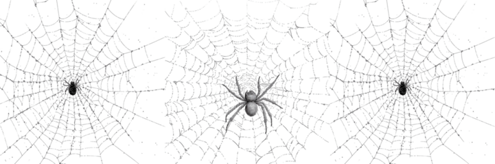 Set of a Simple line drawing of a spider web , isolated on transparent background.