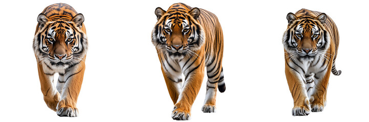 Naklejka premium Set of a tiger walking, isolated on transparent background.