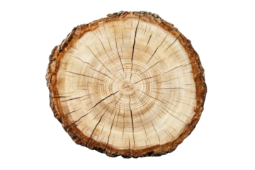 a tree stump slice isolated on a white background