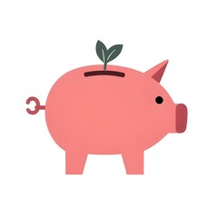Piggy Bank with Plant Sprouting From Slot &ndash; Symbol of Growth and Investment