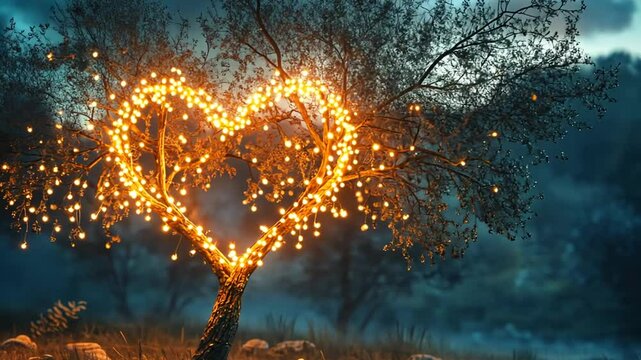 Magical Heart Tree, A Symbol of Love and Enchantment in Nature's Embrace