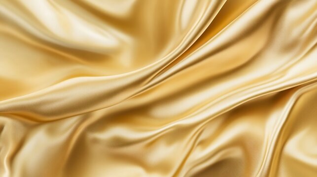 Elegant Gray-Gold Abstract Background with Soft Pale Yellow Silk Satin Fabric, Luxurious and Shimmering for Birthday Celebration Design