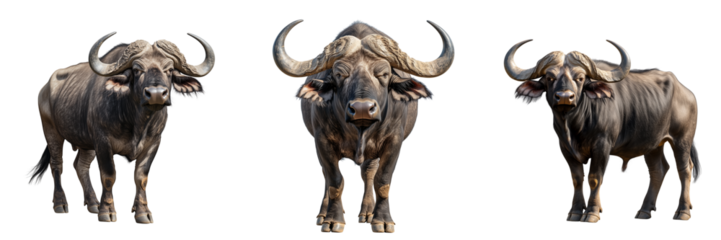 Set of a buffalo, isolated on transparent background.