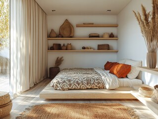 Velvety brown area rug with intricate patterns of tiny white and brown flowers, elegantly draped over a warm wooden floor. Its textured surface invites touch