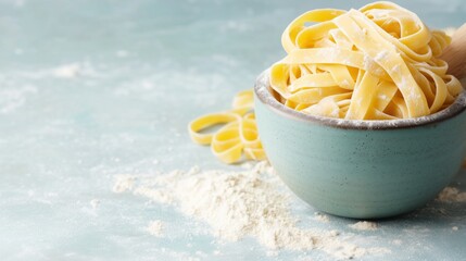 Homemade Pasta Preparation on a Flour-Dusted Countertop