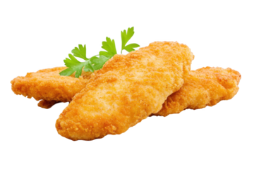 Fried chicken fillet cutlets isolated on a white background