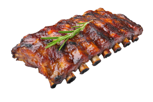 juicy delicious seared pork ribs with bone isolated on white background
