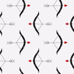 Seamless pattern with cupid's bow and arrows. Valentine's Day concept. Vector illustration on the theme of love