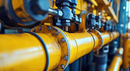 Detailed examination of interconnected steel pipes and fittings reveals the complexity of metalwork in a manufacturing facility