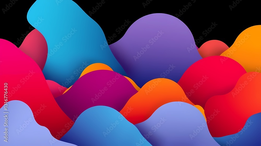 Poster abstract fluid shapes: a mesmerizing abstract design composed of vibrant, flowing fluid shapes in a 