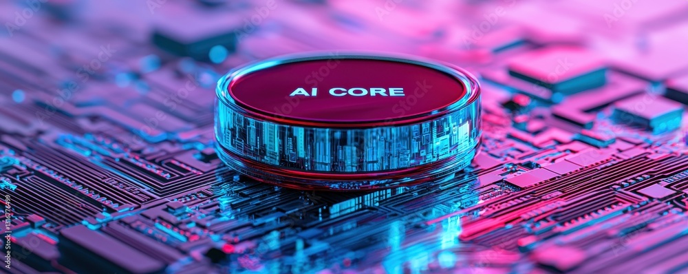 Poster ai core processor futuristic technology circuit board close up