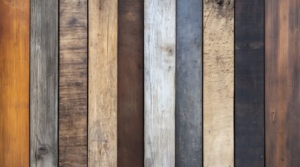 A collection of wooden planks showcasing various textures and colors for design purposes.