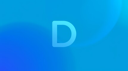 "Letter D in a Gradient Background: A sleek, minimalist design features the letter "D" rendered in a clean, modern font, set against a vibrant gradient of cool blues and teals