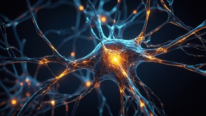 Abstract background with lights 3d rendered neuron network with electrical impulses detailed neuron cell structure with glowing connections 3d wallpaper wallpaper background abstract 3d illustration