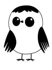 Obraz premium Adorable vector illustration of a cute bird with big eyes and fluffy wings standing on its tiny feet