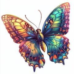 Vibrant Butterfly in Mid Flight - Colorful Vector Illustration with Stunning Details and Bright, Unique Patterns
