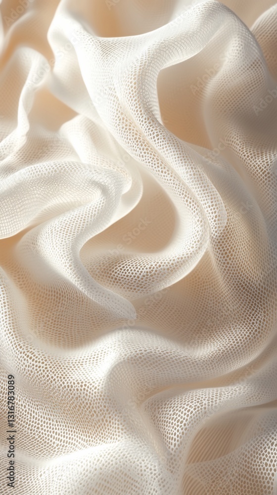 Aufkleber soft beige fabric drapes with gentle folds and subtle light creating elegant texture