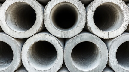 A stack of cement pipes with holes in them