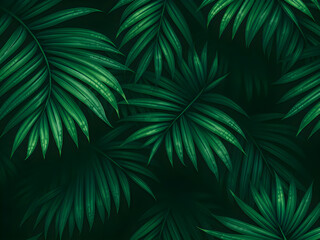 Tropical green palm leaves background. Seamless pattern.