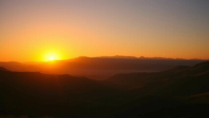 Fototapeta premium Valley at sunset displays a captivating blend of warm colors elongated shadows and a serene atmosphe