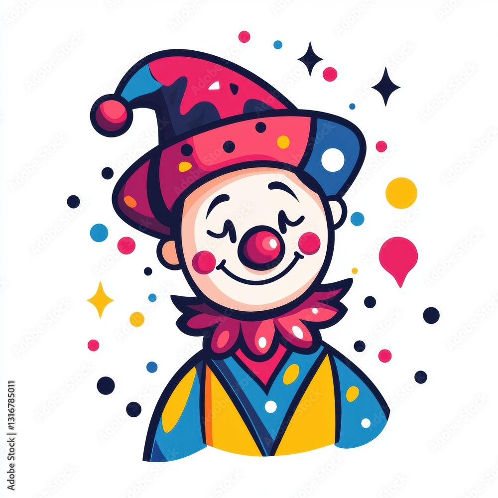Poster playful jester with colorful patterns in vector illustration for fun and festive designs