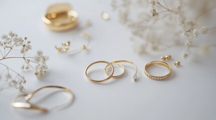 Minimalist Gold Jewelry Pieces on White Surface