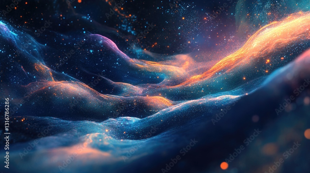 Poster stunning abstract cosmic space scene with colorful nebula and starry background for artistic and sci